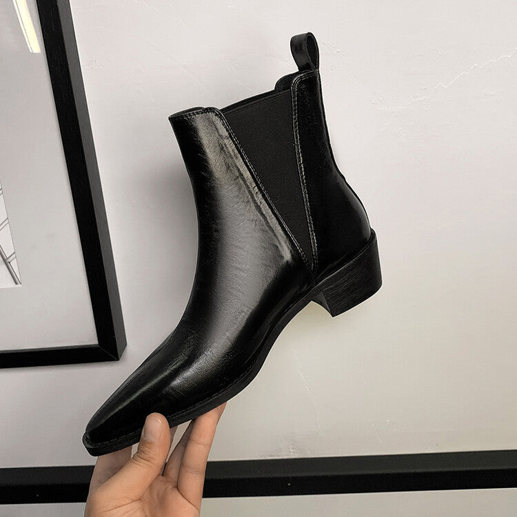 Karin Luna In Stock In stock   Classic first-layer cowhide Chelsea elastic ankle boots