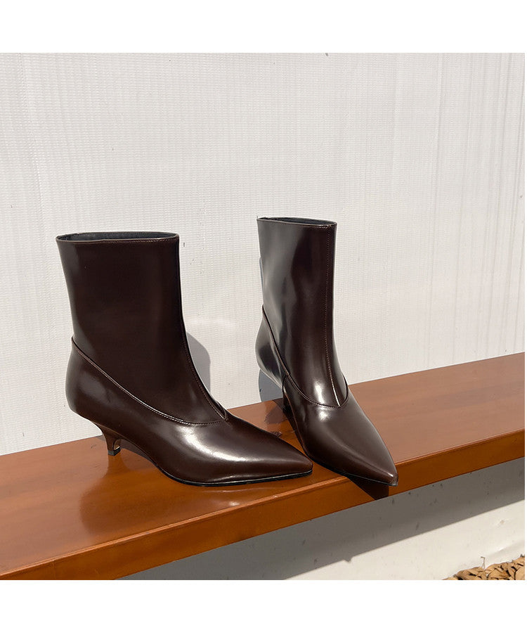 Karin Luna In Stock  Spot Goods Elegant kitten heel pointed toe trendy ankle boots