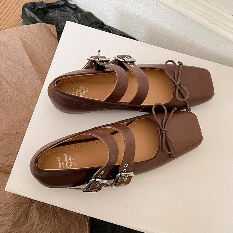 Karin Luna Future Sense silver~Spot Goods Spot Goods Hot-selling Bowknot Retro Belt Buckle Ballet Mary Jane Shoes