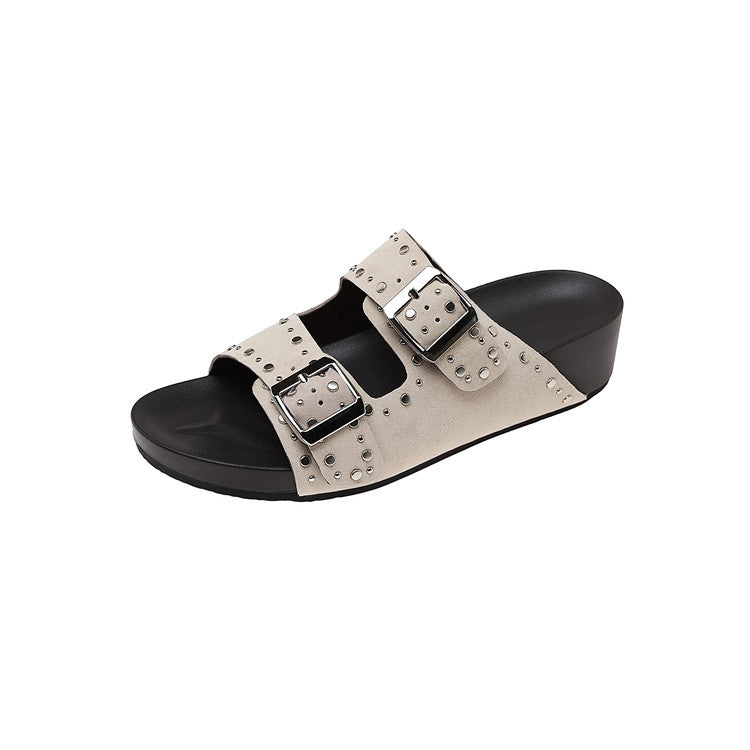 Karin Luna In Stock Spot Goods Casual Thick-Soled Belt Buckle Slippers