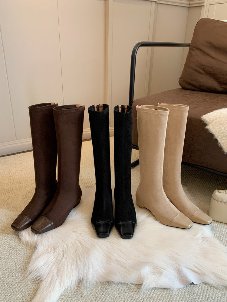 Karin Luna In Stock In Stock Patchwork Long Boots Elegant Versatile