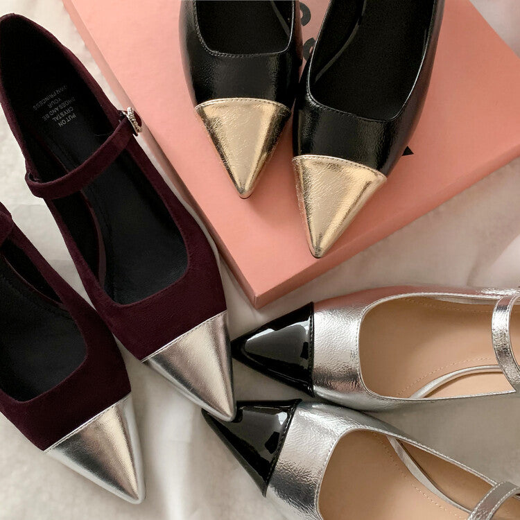 Karin Luna In Stock  Spot Goods In Stock  Classic Color Block Pointed Toe Hot-Selling Elegant Stiletto Pumps