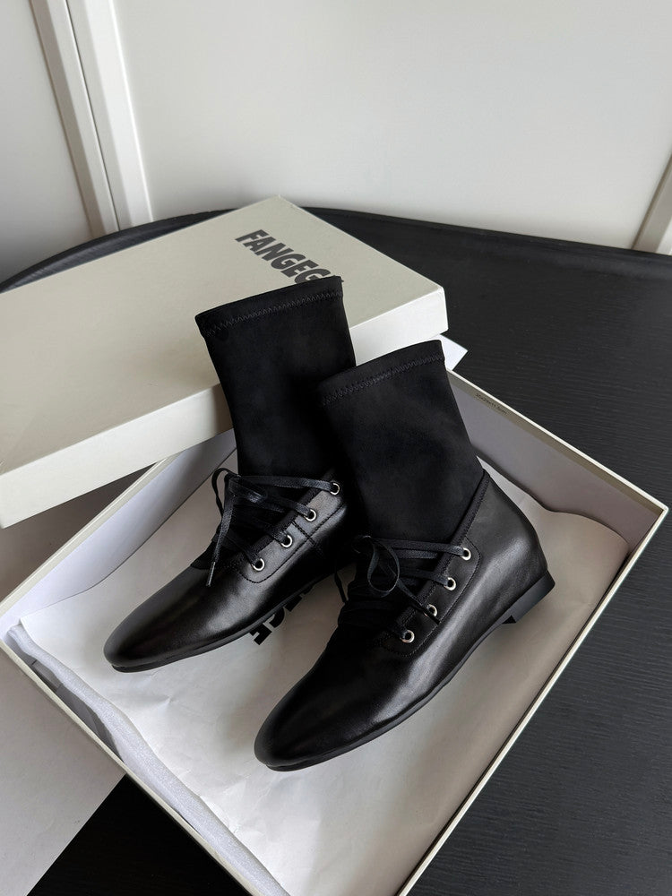 Karin Luna Round Toe Internal Height Increase Lace-up Ankle Boots