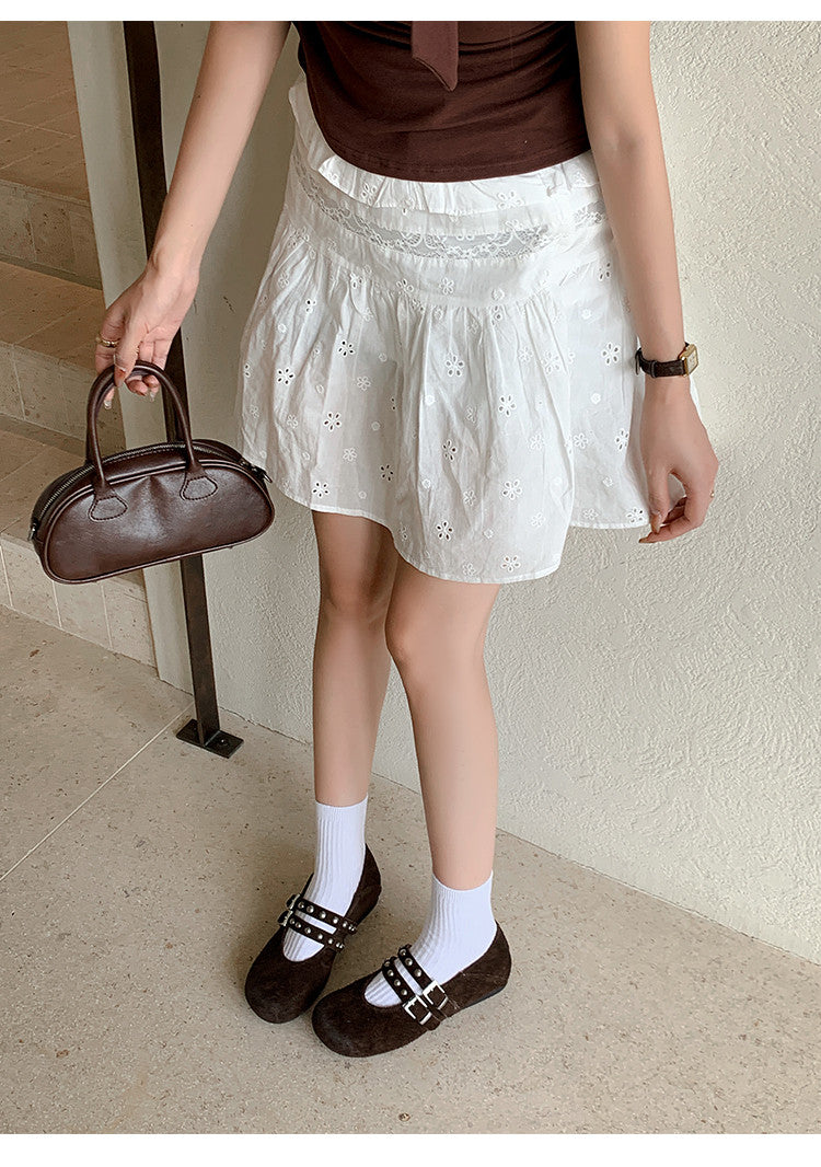 Karin Luna Hot Item Hot Item Punk Style One-Strap Round-Toe Suede Leather Height-Increasing Flats