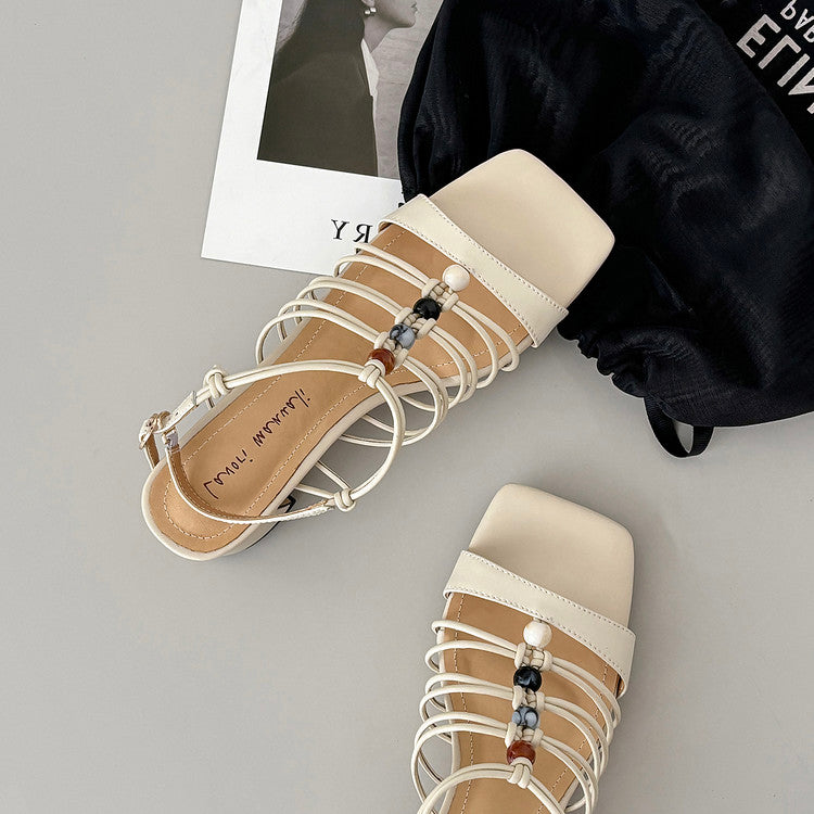Karin Luna Bohemian Vacation Style~Square Toe Open Toe Sandals