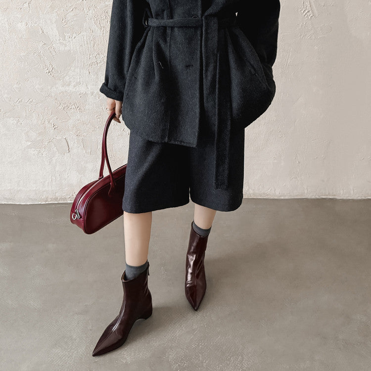 Karin Luna Versatile Elegant Style Pointed Toe Hidden Wedge Short Boots
