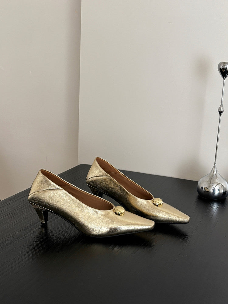 Karin Luna In Stock In Stock ~Basic Versatile French Style Small Square Toe Shallow Mouth Single Shoes