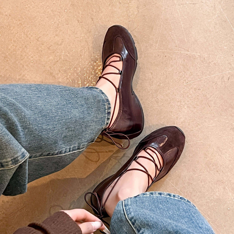 Karin Luna Basic Versatile British Style Casual Lace-up Flats