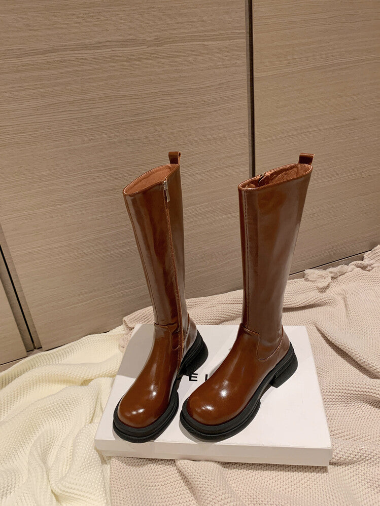 Karin Luna In Stock Spot Goods  Always in stock  Classic Basic Style Round Toe Thick Sole Knight Boots