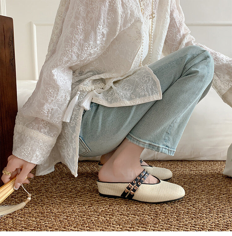 Karin Luna  Closed-Toe Woven Style Height-Increasing Slippers