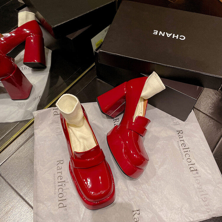Karin Luna ck Popular Hot Girl Red high heels Full leather inside and out Cow Patent Leather Super High Heel