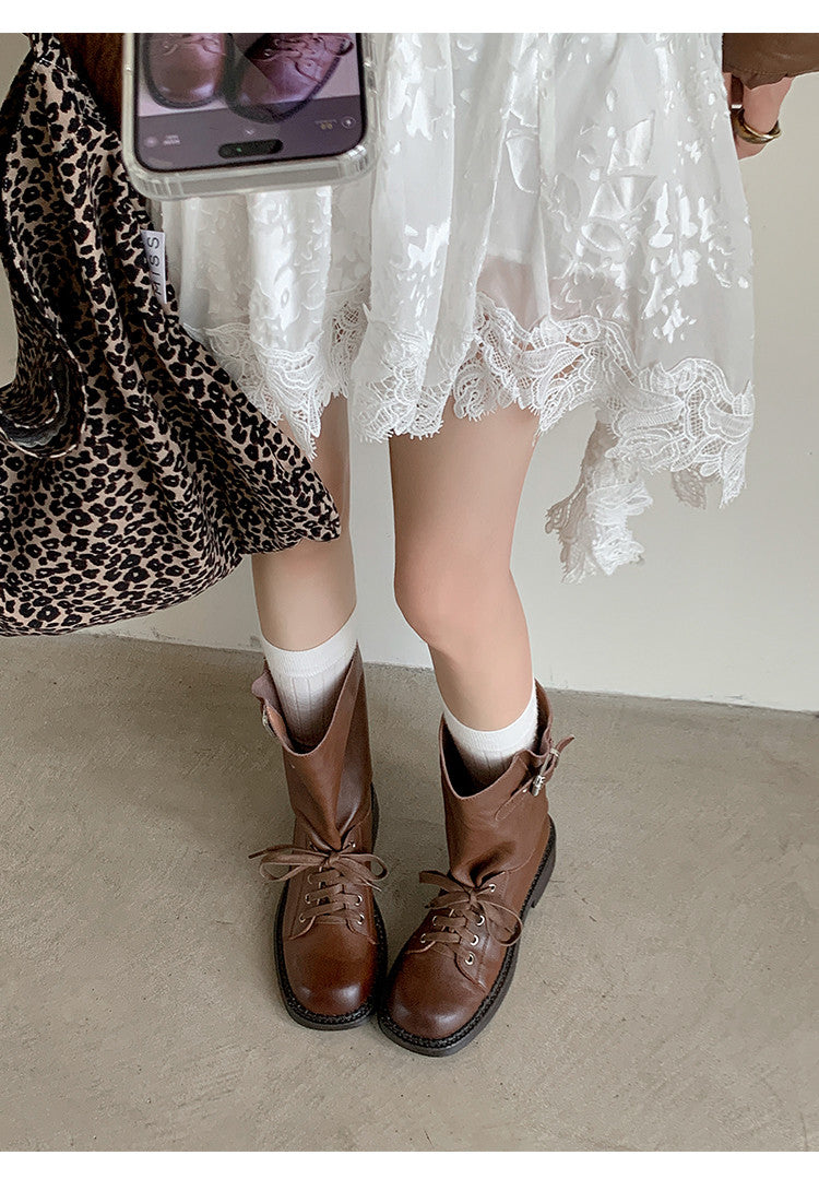 Karin Luna Bestseller Large Tube Thick Sole Martin Boots with Belt Buckle