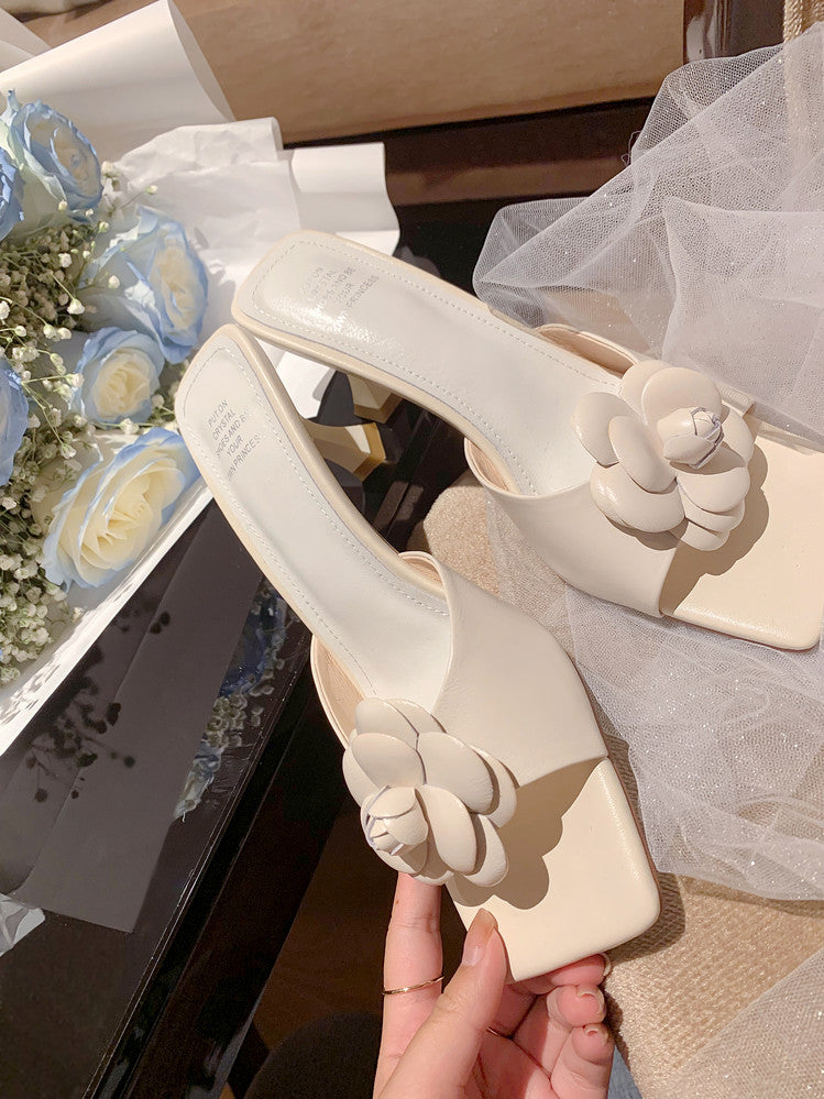 Karin Luna Flower of Wealth in the World~Says purple has a lot of charm Spot Goods Spot Goods  Three-Dimensional Camellia Elegant Sandals