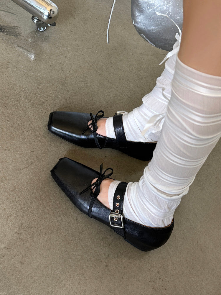 Karin Luna In Stock Spot Goods  Square Toe Internal Height Increase Detachable Bowknot