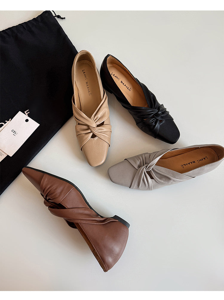 Karin Luna Cross Design Square Toe Hidden Wedge Shoes