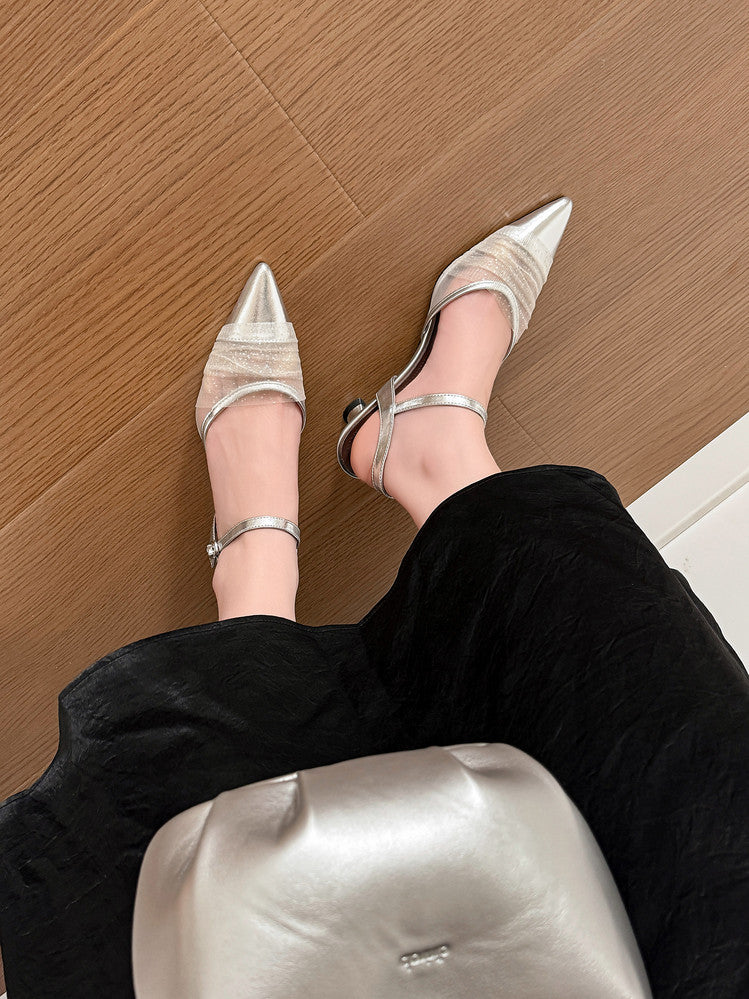 Karin Luna In Stock Spot Goods  Elegant Mesh Pointed Toe Sandals