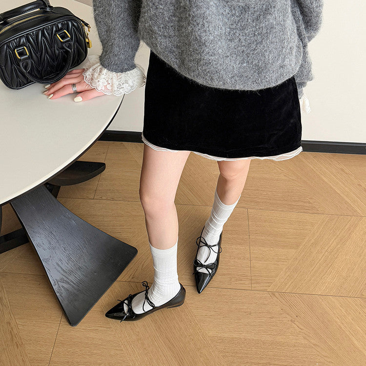 Karin Luna In Stock Spot Goods  Hot-selling Element Bowknot Square Toe Pointed Toe Single Shoes