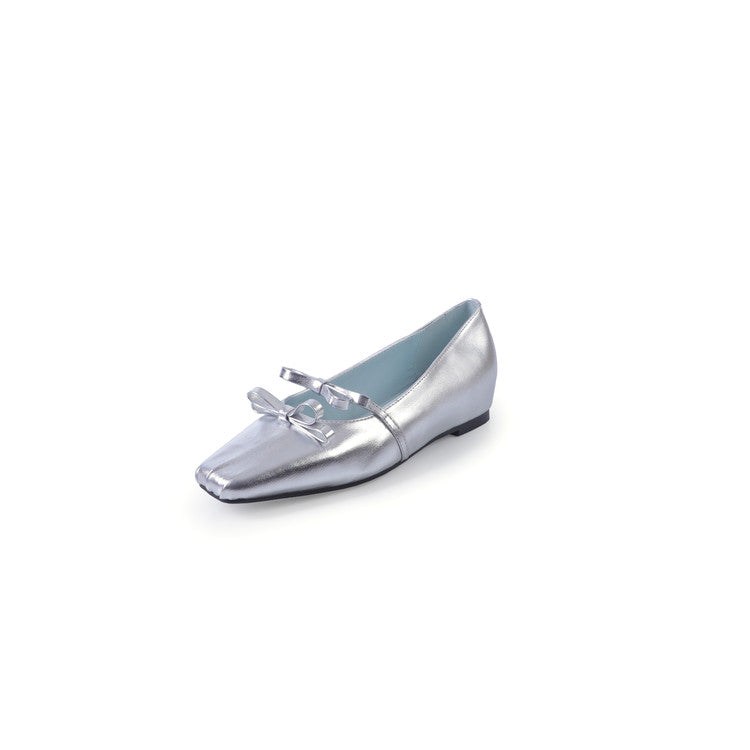 Karin Luna In Stock Spot Goods  Hot-Selling Element Bowknot Square-Toe Color-Block Height-Increasing Flats