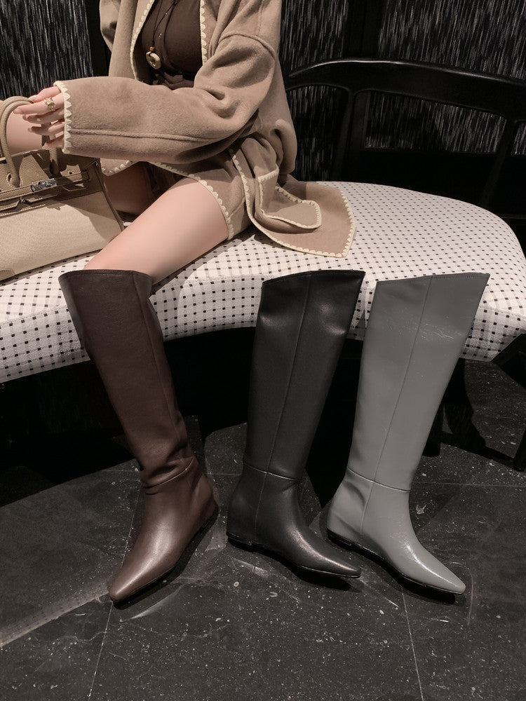 Karin Luna Elegant Style Slanted Inner Height-Increasing Long Boots