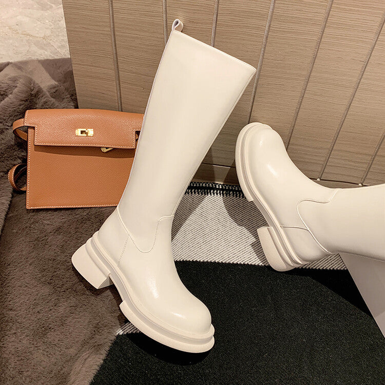 Karin Luna In Stock Spot Goods  Always in stock  Classic Basic Style Round Toe Thick Sole Knight Boots