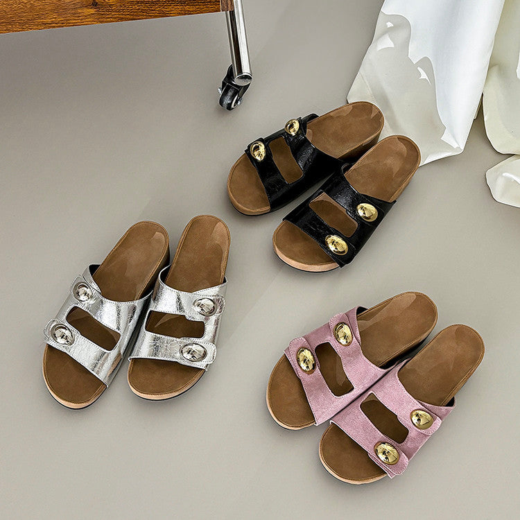 Karin Luna   Casual Style   Thick Sole Belt Buckle Slide Sandals