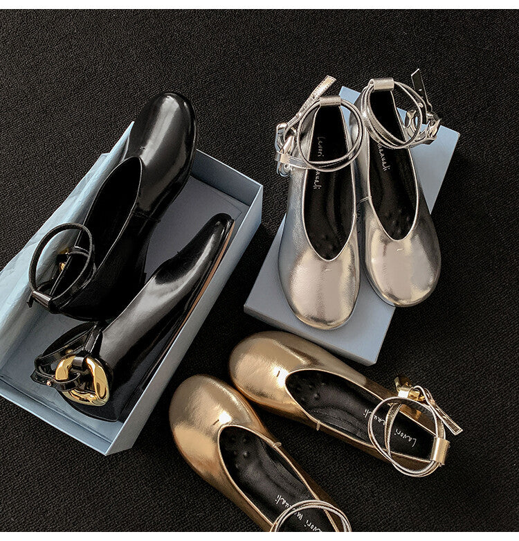 Karin Luna In Stock Large Stock Main Promotion  Two-Way Wear Height-Increasing Retro Gold Buckle Mary Jane Shoes
