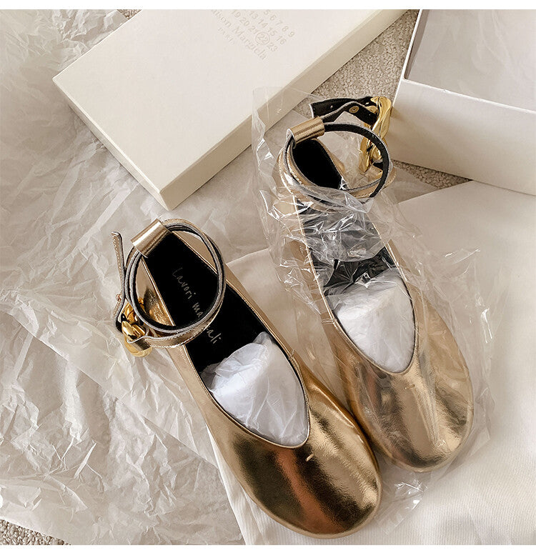 Karin Luna In Stock Large Stock Main Promotion  Two-Way Wear Height-Increasing Retro Gold Buckle Mary Jane Shoes