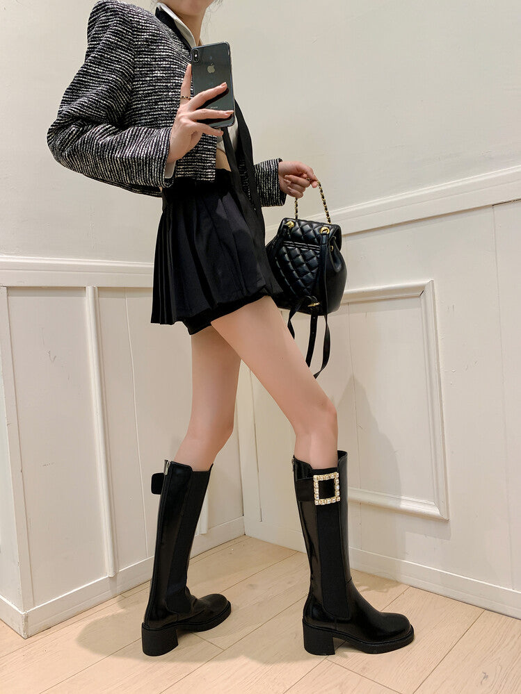 Karin Luna Bestseller Spot Goods Exquisiteness round Head Elastic Long Boots