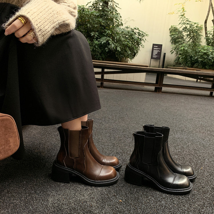 Karin Luna In Stock Spot Goods  Round Toe Stretch Round Toe Chelsea Short Boots