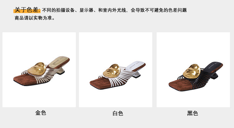 Karin Luna Bestseller Popular New Image  Comes with data plan included Resort Style Irregular Heel Thin Strap Slippers