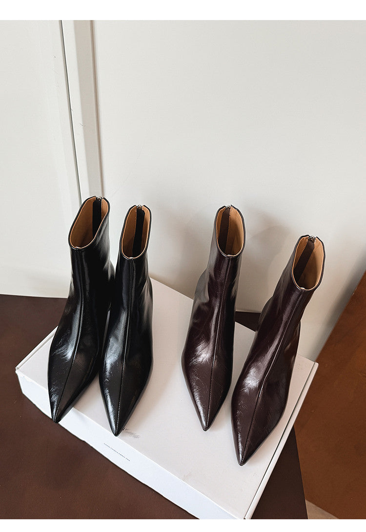 Karin Luna Versatile Elegant Style Pointed Toe Hidden Wedge Short Boots