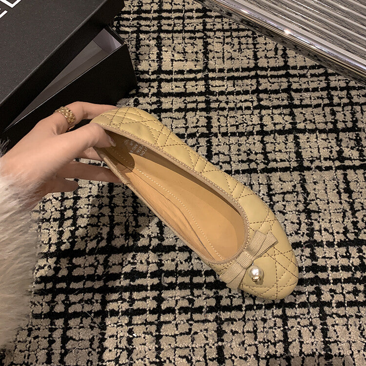 Karin Luna In Stock Spot Goods  Dior's popular retro flat rhombus-pattern granny shoes First Layer Sheepskin Full leather inside and out