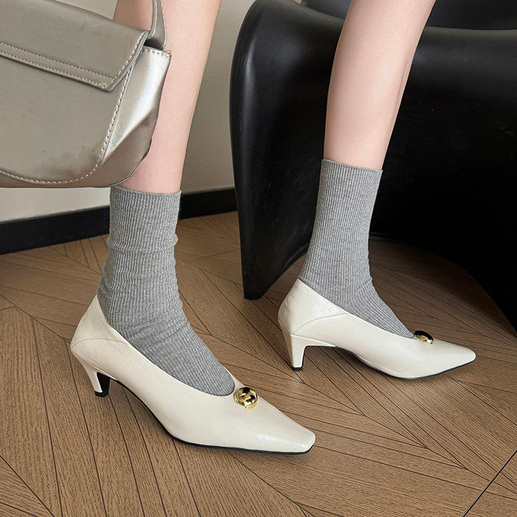 Karin Luna In Stock In Stock ~Basic Versatile French Style Small Square Toe Shallow Mouth Single Shoes
