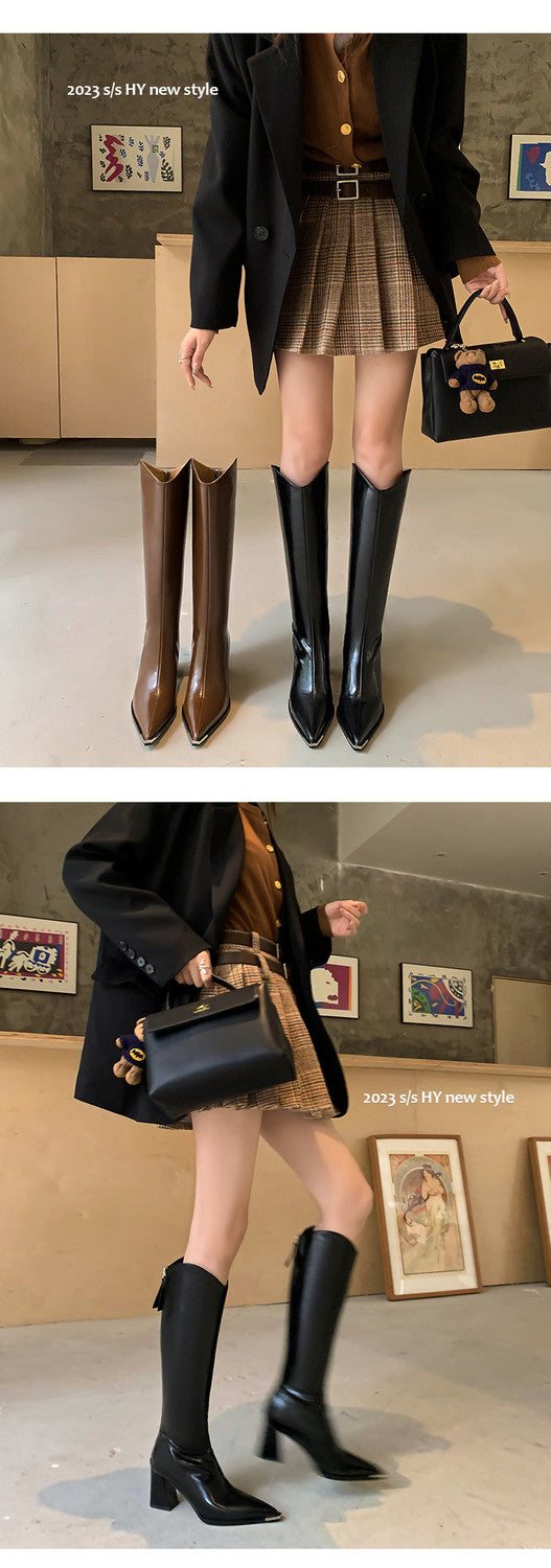Karin Luna In Stock In-stock Pointed Toe Elegant High Heels v Slimming Effect Long Boots
