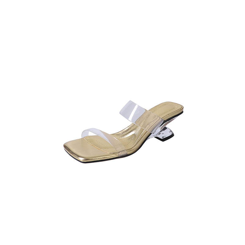 Karin Luna In Stock Spot Goods Transparent Sequin Irregular Heel Strap Sandals