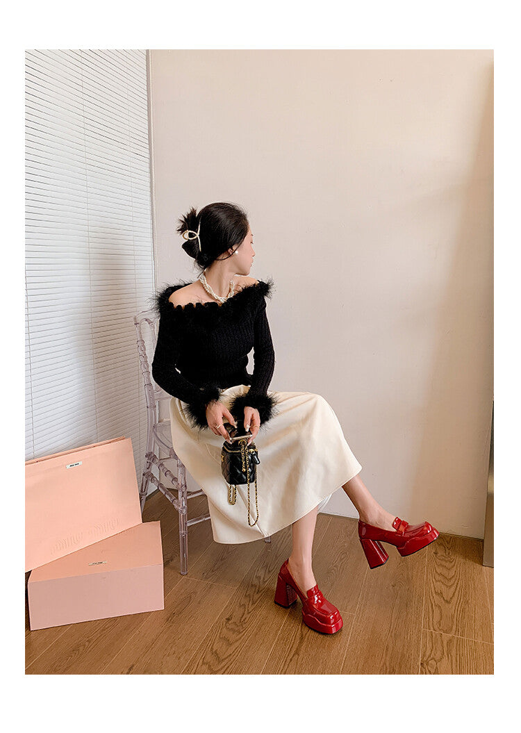 Karin Luna ck Popular Hot Girl Red high heels Full leather inside and out Cow Patent Leather Super High Heel