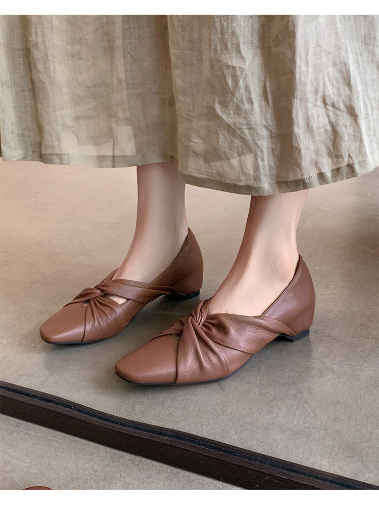 Karin Luna Cross Design Square Toe Hidden Wedge Shoes