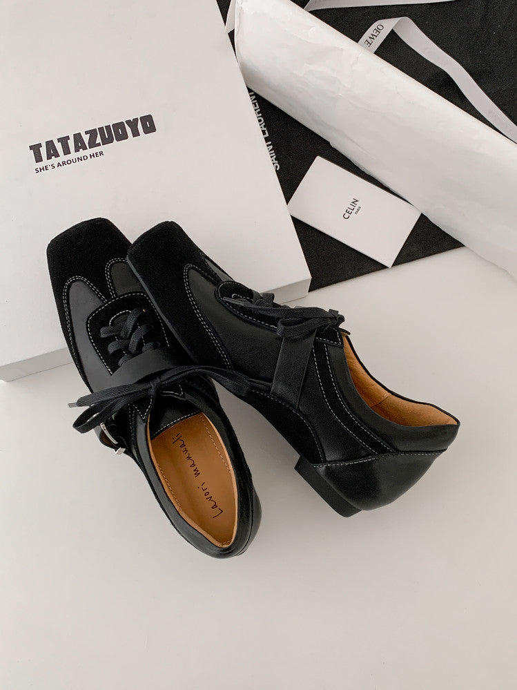 Karin Luna In Stock Spot Goods  Designed retro square-toe ballet shoes with laces