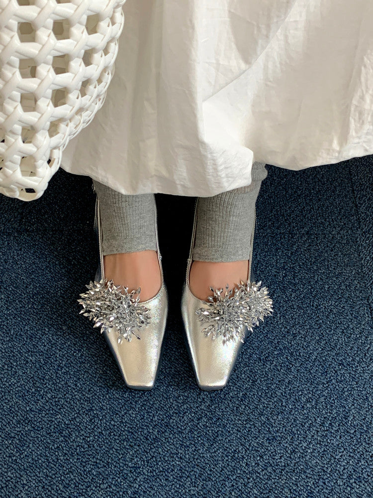 Karin Luna Brilliant Fireworks~Elegant Square-Toed Closed-Toe Chunky Heel Sandals