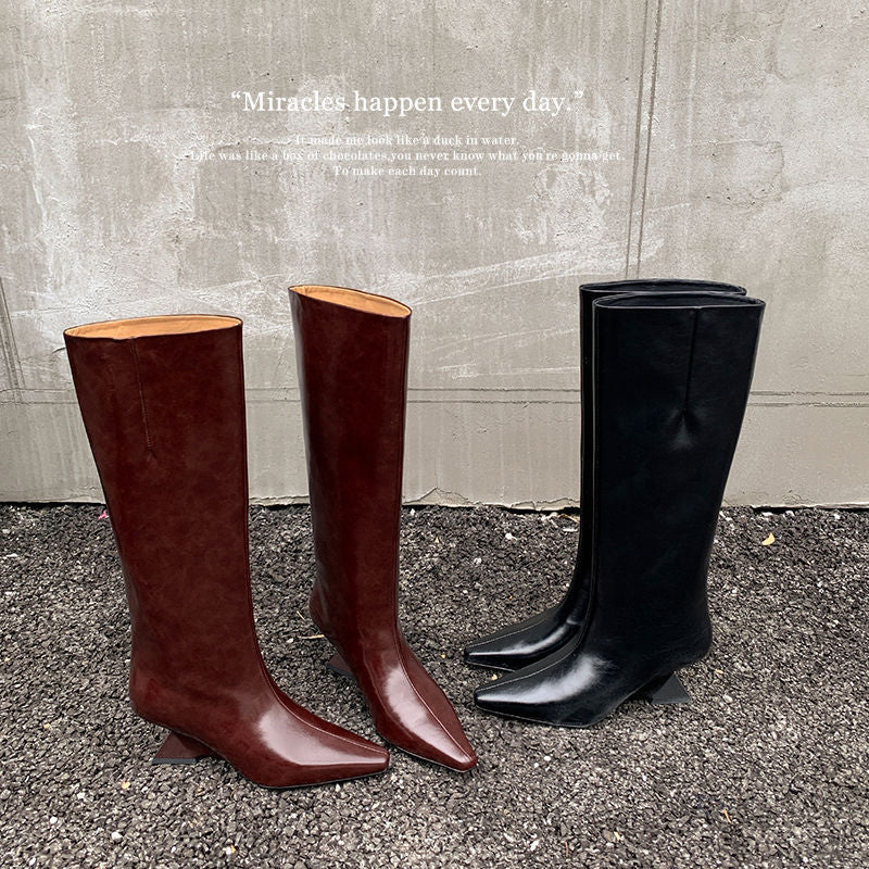 Karin Luna European and American Style Unisex Square-Toed Long Boots