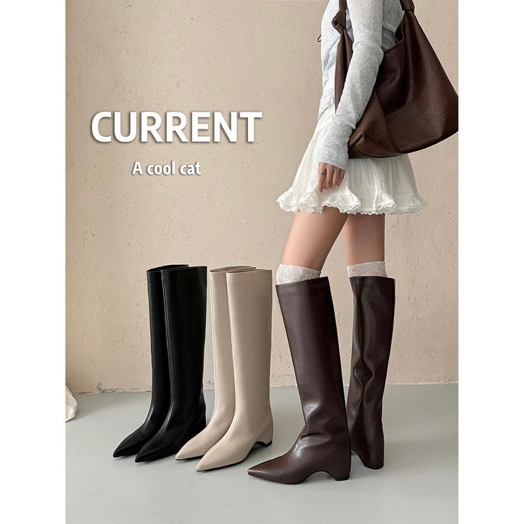 Karin Luna Hot-Selling Internal Height Increase Pointed Toe Straight-Leg Hot-Selling Long Boots