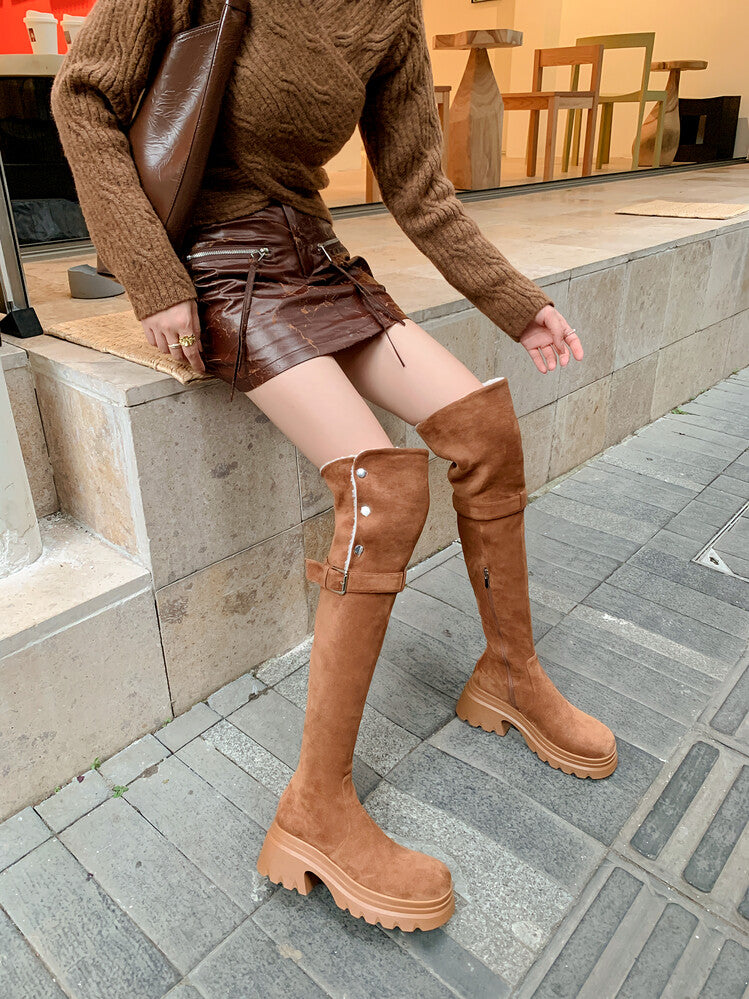 Karin Luna has prepared stock  Main Push Main Push  Hot-selling Large Sole Self-flowing Foldable Round Toe Over-the-Knee Boots