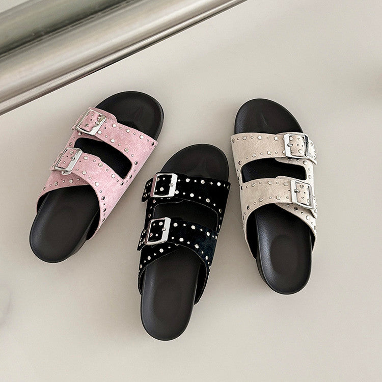 Karin Luna In Stock Spot Goods Casual Thick-Soled Belt Buckle Slippers