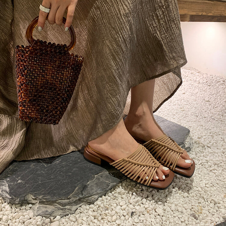 Karin Luna In Stock Spot Goods  Resort Style Handwoven Flat Sole Slippers