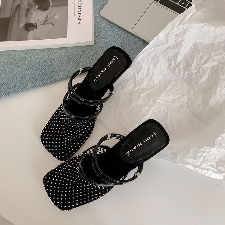 Karin Luna Highlights Fairness~In stock  Closed-Toe Diamond Mesh Unisex Convertible Sandals