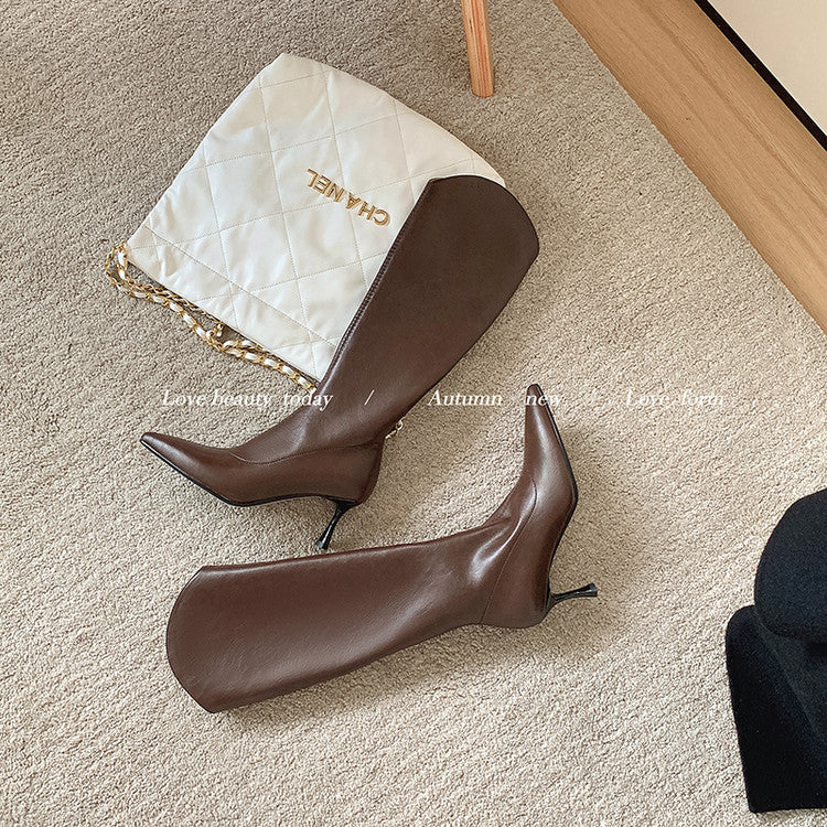 Karin Luna Elegant Style v Pointed Toe Stiletto Long Boots