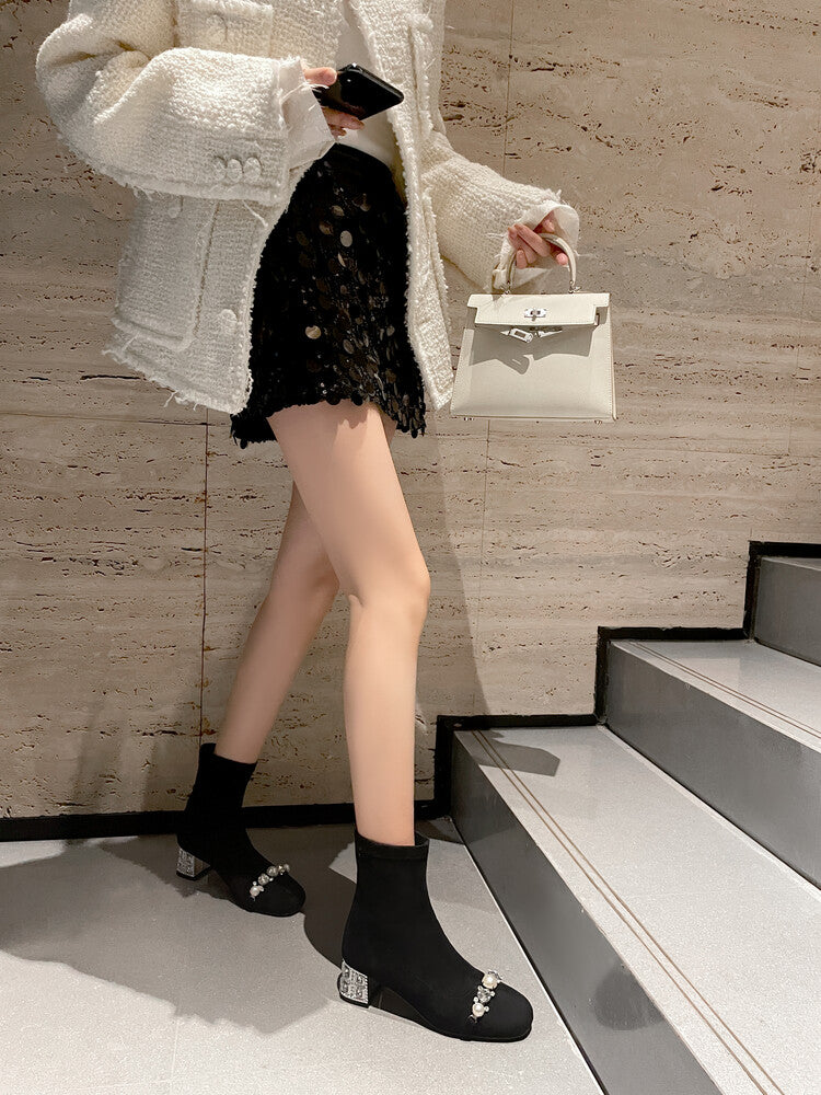 Karin Luna Hot-Selling In Stock  Dynamic Rhinestone One-Strap Vintage Style  Slimming Leggings