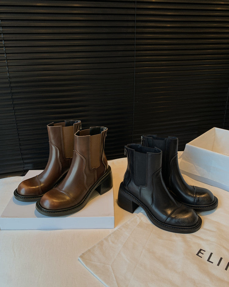Karin Luna In Stock Spot Goods  Round Toe Stretch Round Toe Chelsea Short Boots