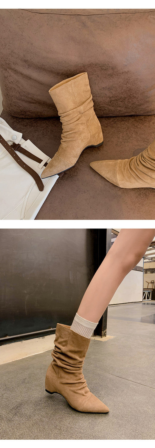 Karin Luna Data Hot-Selling Pointed Toe Slouchy Matte Western Short Boots