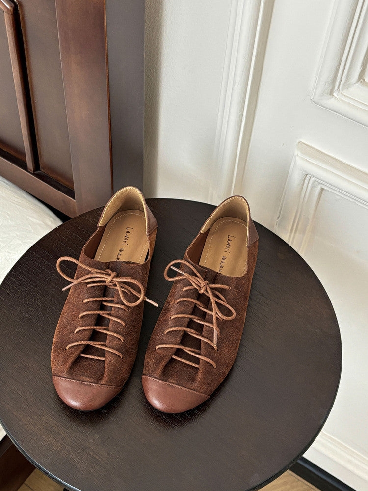 Karin Luna In Stock In Stock   Xiaohongshu Hot-Selling Lace-Up Round-Toe Deep Mouth Single Shoes